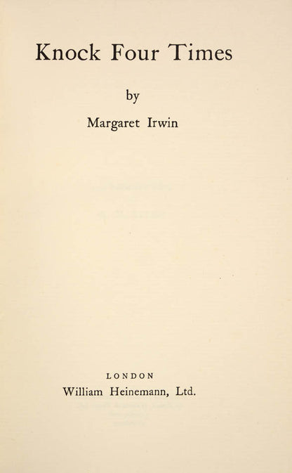 'Knock Four Times is a story of present-day London, the London of little flats and haphazard hospitality, the London of the young and poor and friendly.'