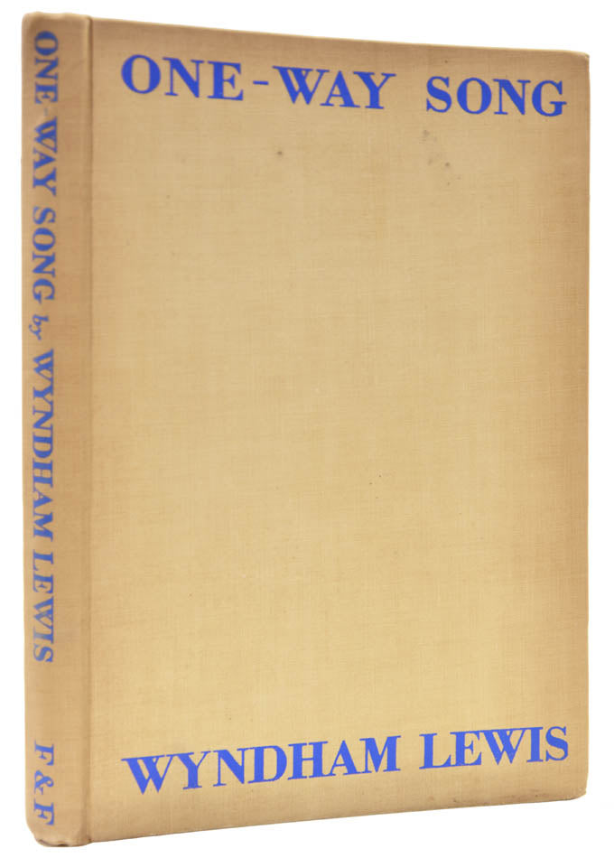 First edition of a collection of satirical poems by Wyndham Lewis, with related from critic Hugh Goden Porteus inscribed to Nancy Cunard.
