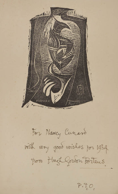 First edition of a collection of satirical poems by Wyndham Lewis, with related from critic Hugh Goden Porteus inscribed to Nancy Cunard.