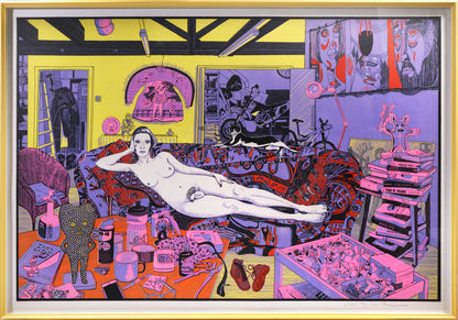 Grayson Perry's self portrait of the artist in his studio.  Reclining Artist is both an idealized fantasy and also the messy reality.