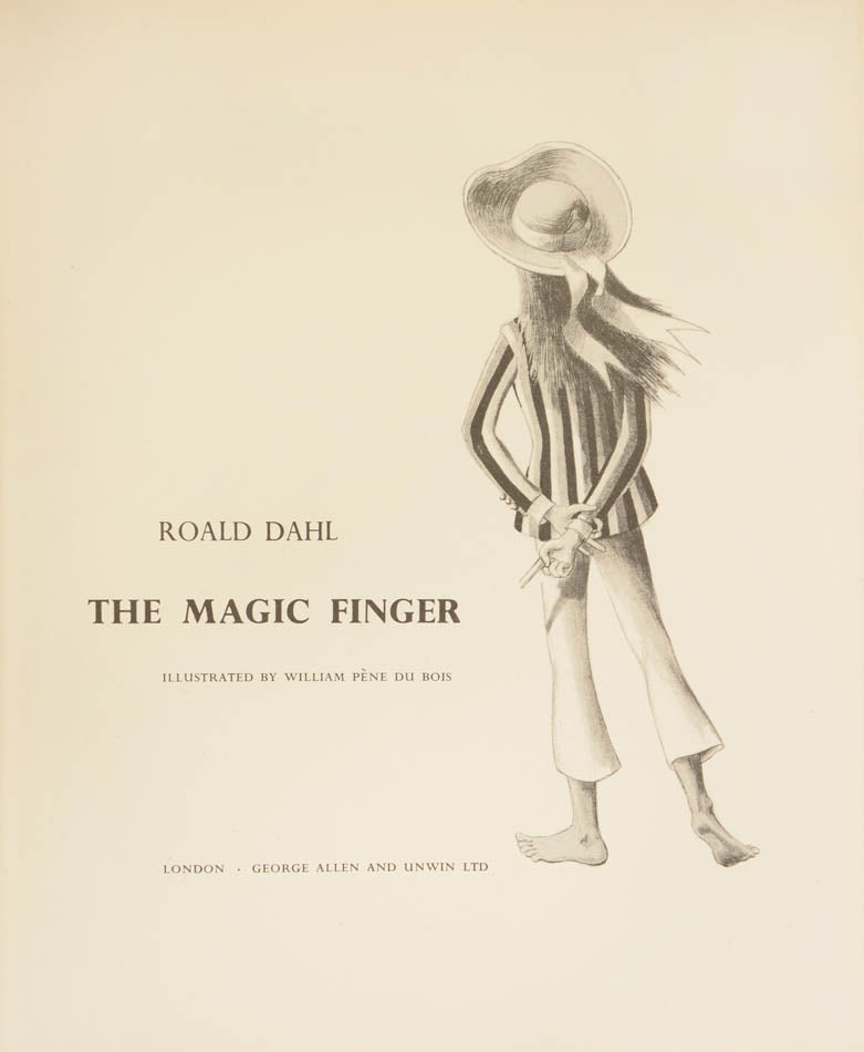 A near fine copy of Roald Dahl's third children's book The Magic Finger. This Roald Dahl first edition is illustrated by William Pène du Bois. A fine copy.