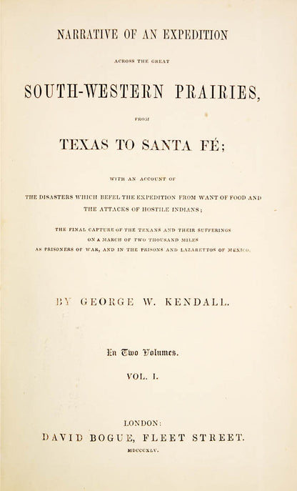 An account of the Texan Santa Fe Expedition, a commercial and military expedition to secure the Republic of Texas's claims to parts of Northern New Mexico.