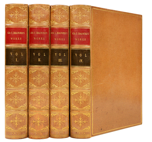 A fine set of the works of Sir Thomas Browne, with engraved frontispiece and 4 plates, bound in fine polished calf, spines gilt.