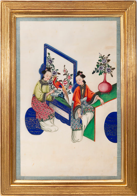 A fine group of 12 Chinese export watercolours  on pith paper showing courtiers.
