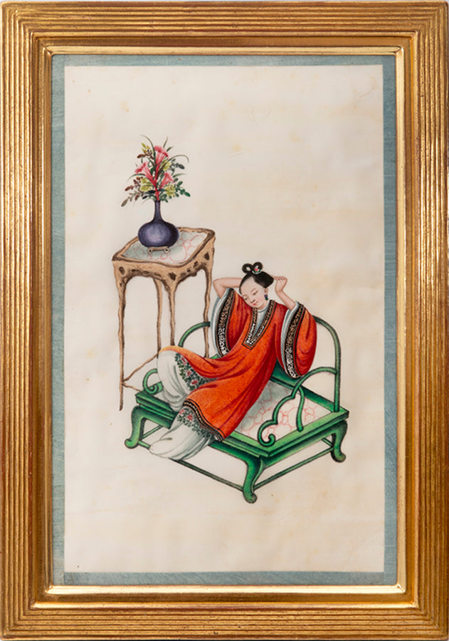 A fine group of 12 Chinese export watercolours  on pith paper showing courtiers.