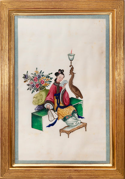 A fine group of 12 Chinese export watercolours  on pith paper showing courtiers.