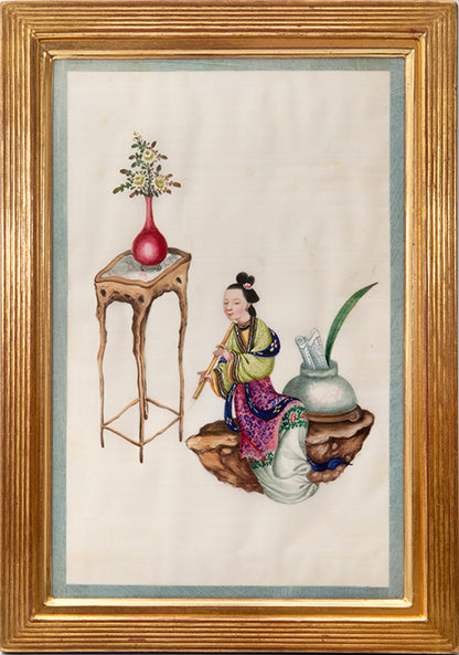 A fine group of 12 Chinese export watercolours  on pith paper showing courtiers.