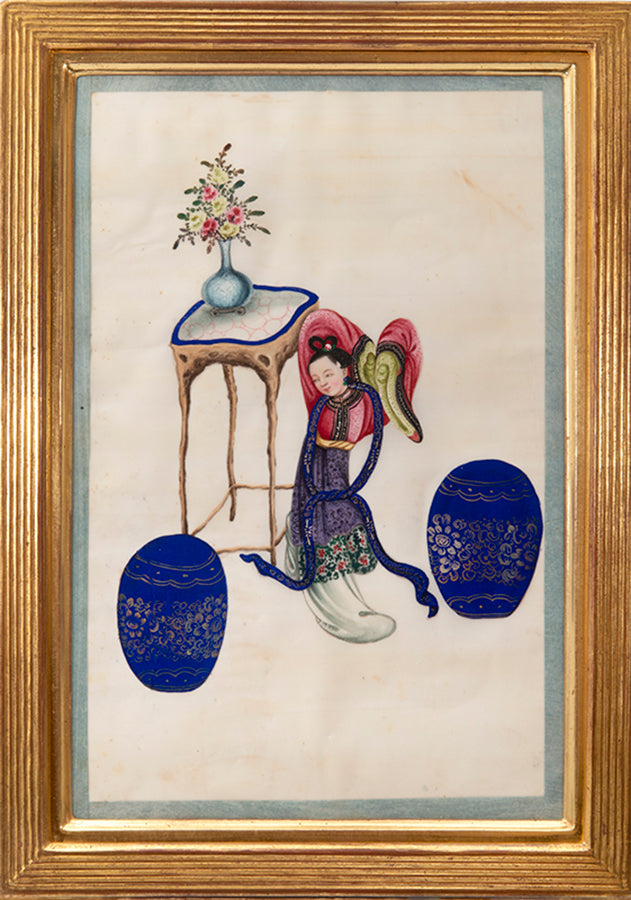 A fine group of 12 Chinese export watercolours  on pith paper showing courtiers.