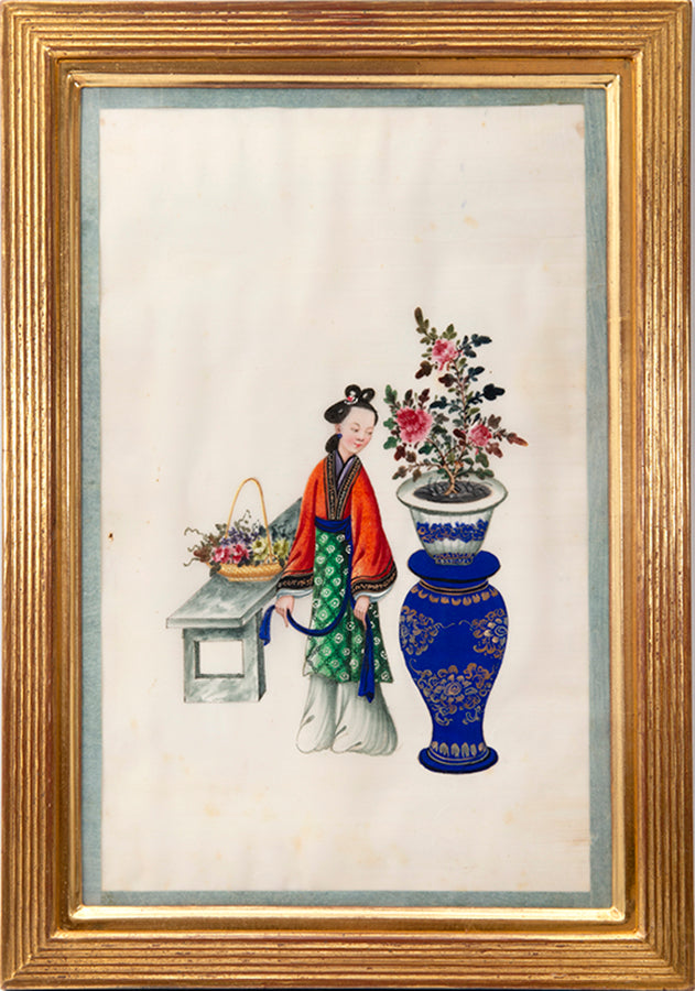 A fine group of 12 Chinese export watercolours  on pith paper showing courtiers.