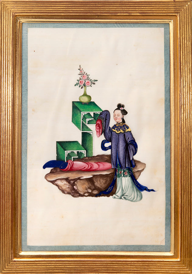 A fine group of 12 Chinese export watercolours  on pith paper showing courtiers.