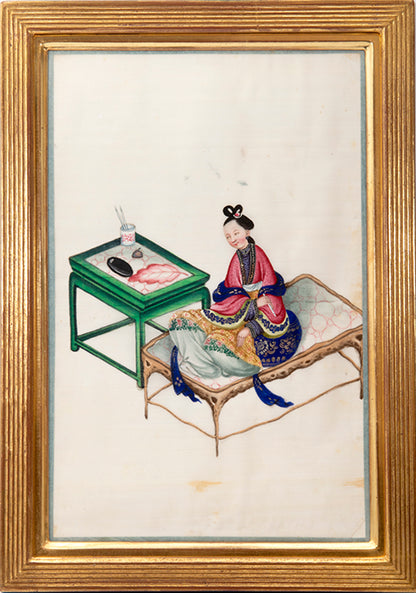 A fine group of 12 Chinese export watercolours  on pith paper showing courtiers.