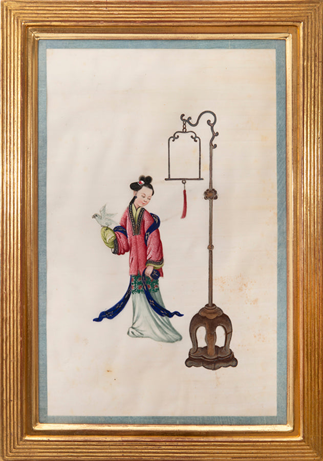 A fine group of 12 Chinese export watercolours  on pith paper showing courtiers.