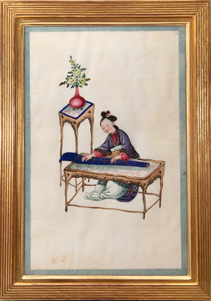 A fine group of 12 Chinese export watercolours  on pith paper showing courtiers.