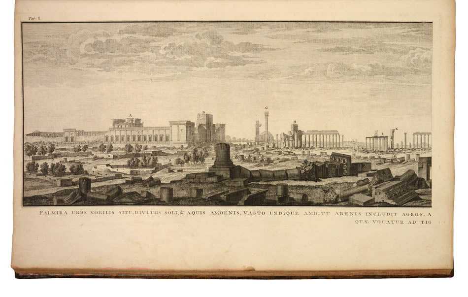 A tall well-margined copy, finely bound, of the first edition of the finest early survey of the ancient city of Palmyra, 134 miles northeast of Damascus.