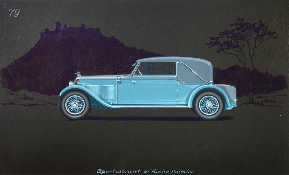 Sportcabriolet coachwork design by Alexis Kellner AG for  an Austro-Daimler.