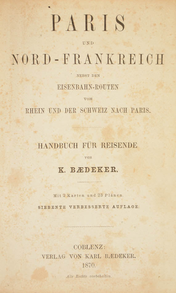 Seventh edition of Baedeker's Paris und Nord-Frankreich.