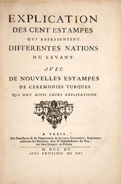 First edition of both parts of this important work which established the standard depiction of peoples of the ottoman empire and the levant. Contains 102 plates of costumes including the depiction of the whirling devishes.