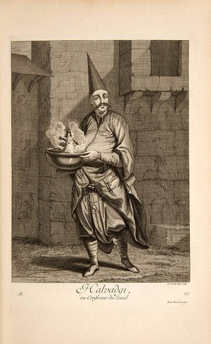 First edition of both parts of this important work which established the standard depiction of peoples of the ottoman empire and the levant. Contains 102 plates of costumes including the depiction of the whirling devishes.