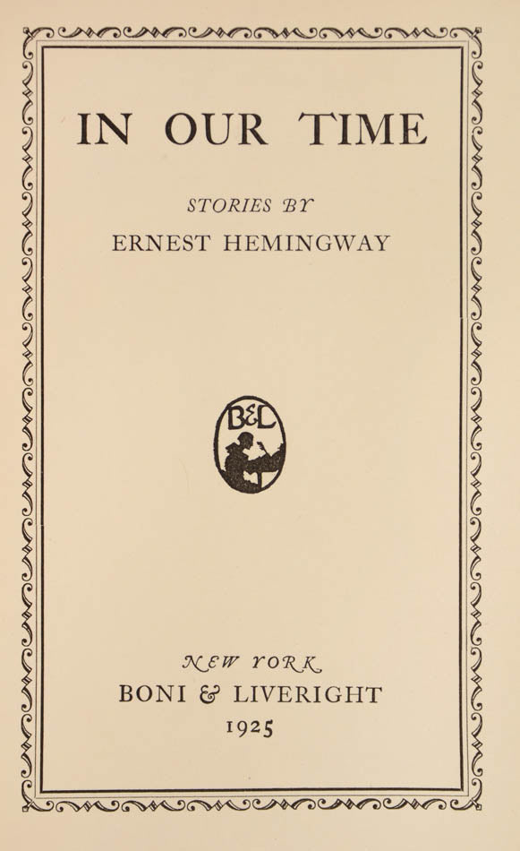 First edition collection of short stories and vignettes that marked the American debut of Ernest Hemingway and brought him fame. In scarce dust jacket<br /><br />