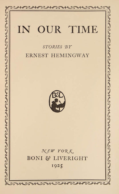 First edition collection of short stories and vignettes that marked the American debut of Ernest Hemingway and brought him fame. In scarce dust jacket<br /><br />