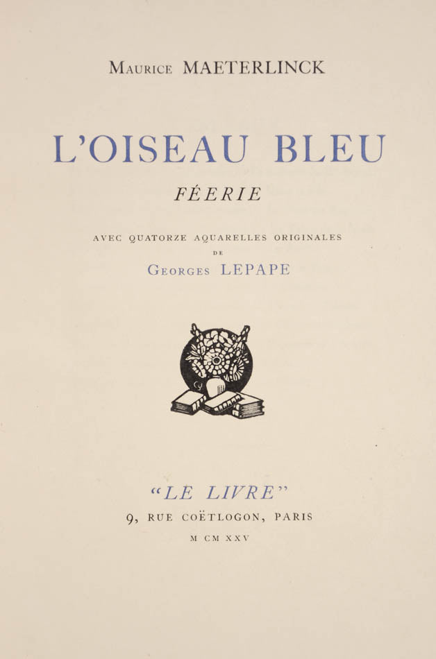 L'Oiseau Bleu one of 25, 14 pochoirs after Georges Lepape; Décors et costumes pour... one of 10 copies, 61 plates including double-page; original wrappers<br />