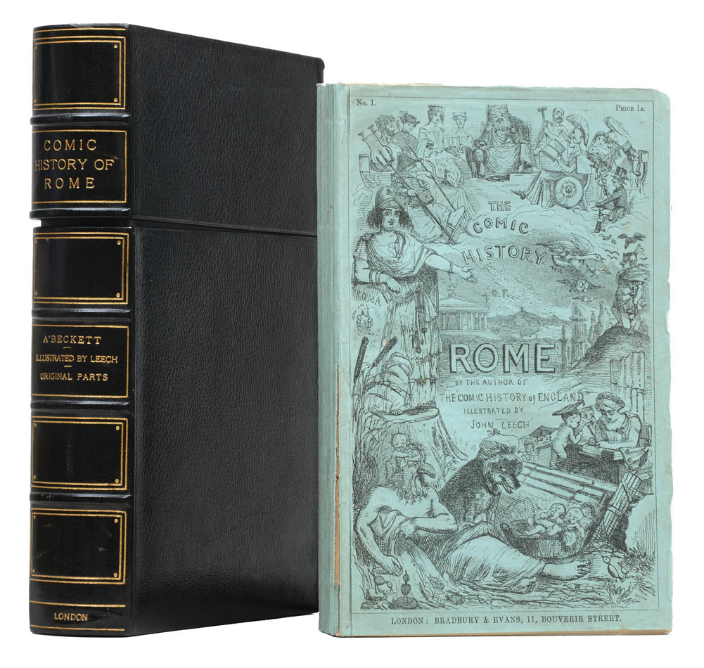 First editions of John Leech's Comic History of Rome in original parts, published in London in 1852.