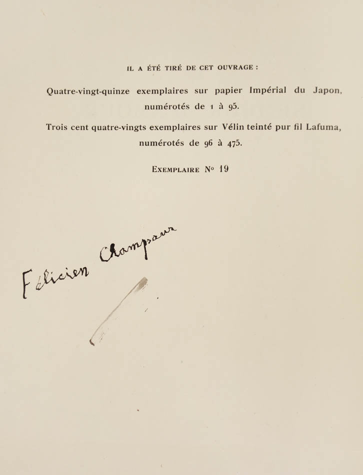 One of 95 copies on papier imperial japon, signed by the author and illustrator Fabien Lorenzi, in art deco style binding.