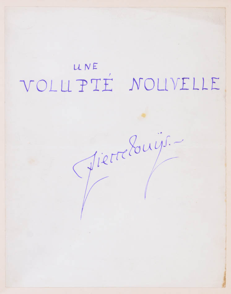 Manuscript copy of this playful work by Pierre Louys, comprising 39 pages of manuscript interleaved with blank pages, bound in full red morocco gilt.