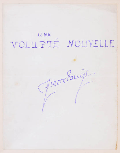 Manuscript copy of this playful work by Pierre Louys, comprising 39 pages of manuscript interleaved with blank pages, bound in full red morocco gilt.