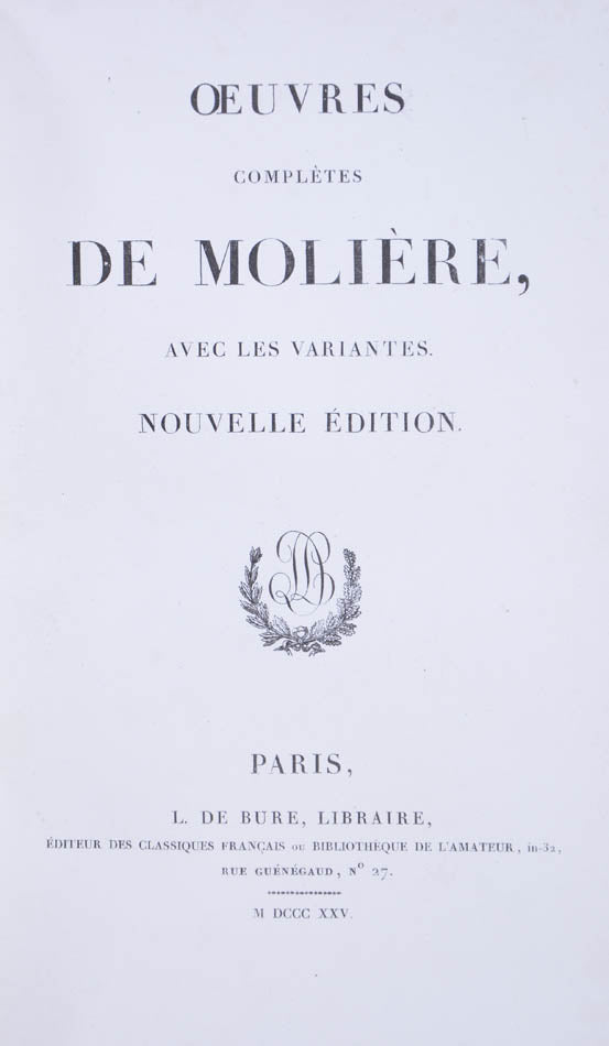 A beautiful set of the works of Moliere, bound by the art deco binder Henri Noulhac and featuring 39 plates in two states and 12 pen & ink drawings