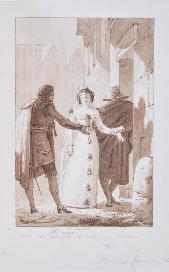 A beautiful set of the works of Moliere, bound by the art deco binder Henri Noulhac and featuring 39 plates in two states and 12 pen & ink drawings