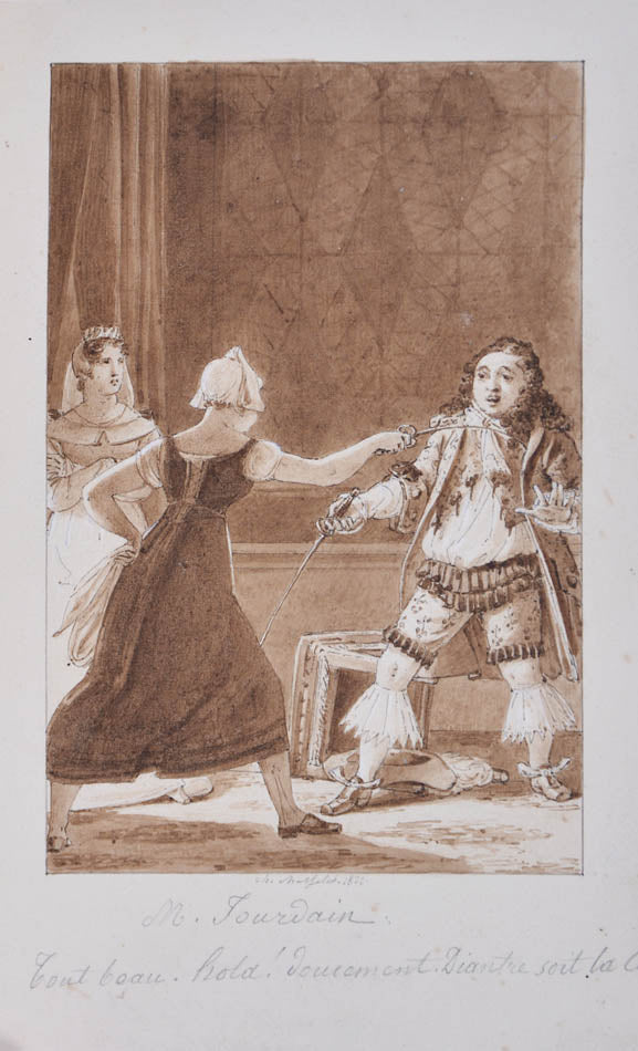 A beautiful set of the works of Moliere, bound by the art deco binder Henri Noulhac and featuring 39 plates in two states and 12 pen & ink drawings