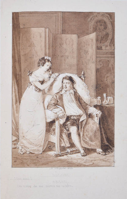 A beautiful set of the works of Moliere, bound by the art deco binder Henri Noulhac and featuring 39 plates in two states and 12 pen & ink drawings