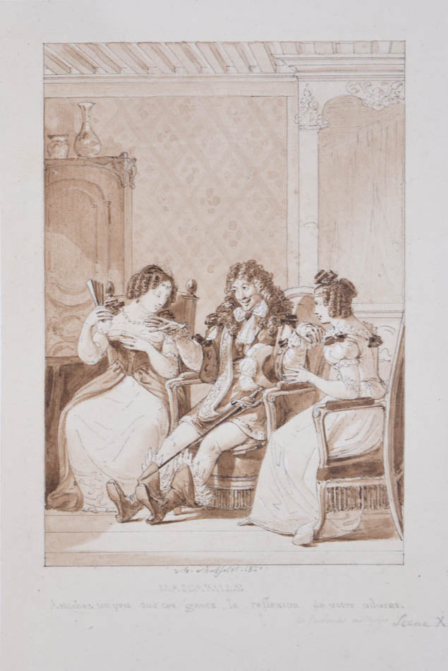 A beautiful set of the works of Moliere, bound by the art deco binder Henri Noulhac and featuring 39 plates in two states and 12 pen & ink drawings