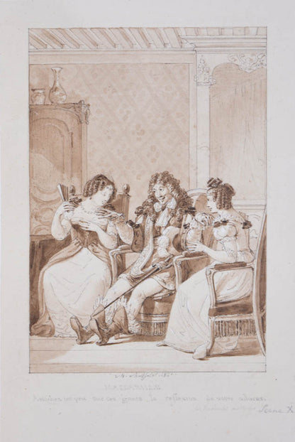 A beautiful set of the works of Moliere, bound by the art deco binder Henri Noulhac and featuring 39 plates in two states and 12 pen & ink drawings