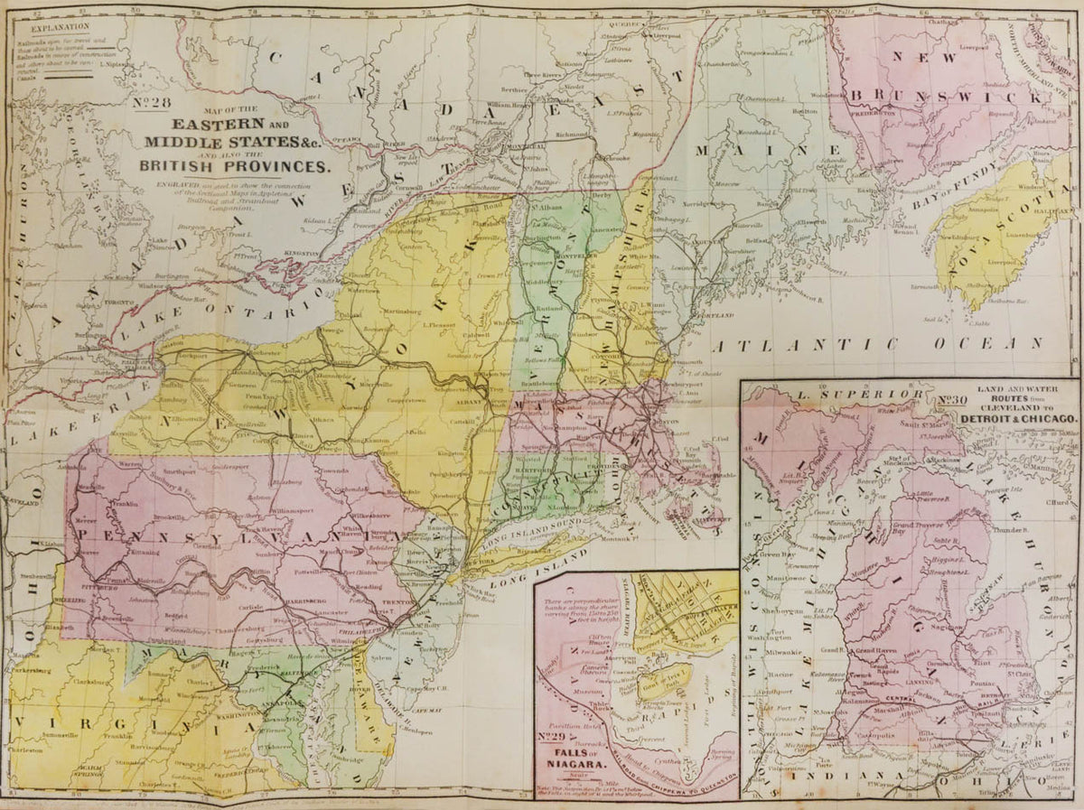 A scarce and  comprehensive railroad guide for several major routes in the Northeast.