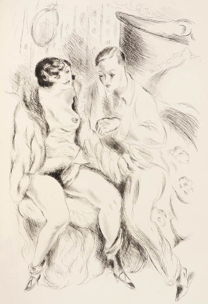 A special edition produced in small numbers of Pierre Louys' erotic masterpiece. Printed in purple reproducing original manuscript, with 20 engravings.