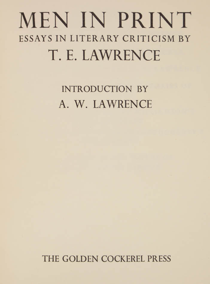 One of 500 copies of this work by T.E. Lawrence in the original binding by Sangorski & Sutcliffe, 