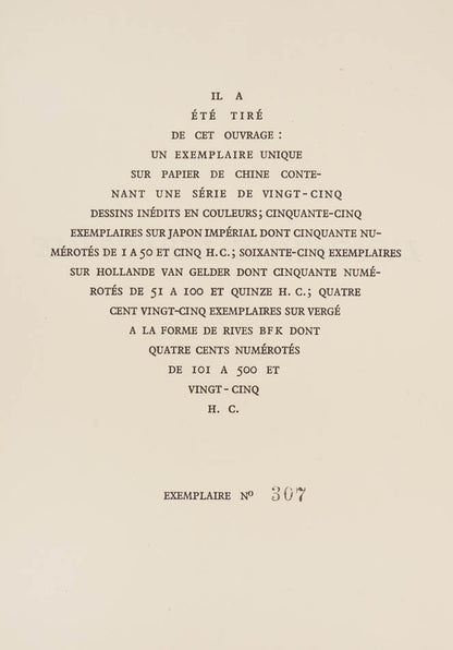 Printed in Paris in 1926, limited edition of 425 numbered copies. With 20 colour plates by Icart and a facsimile letter by Colette tipped-in. 