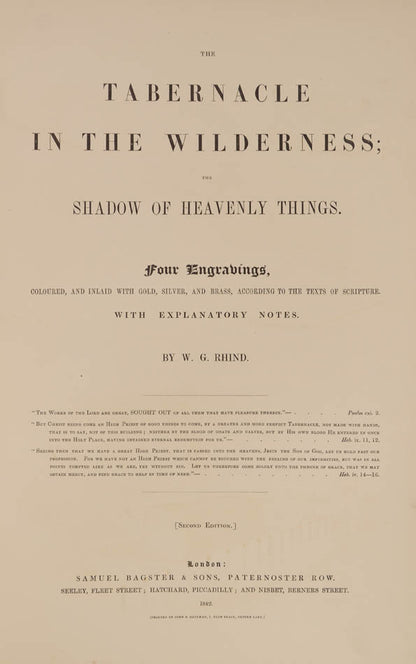 Second edition of The Tabernacle in the Wilderness by W.G. Rhind, published in London in 1842.