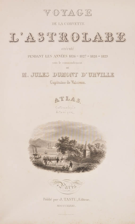 Extremely rare and desirable.  First edition of Dumont d'Urville's voyage in the Astrolabe.  One of the great French early 19th-century Grands Voyages. 