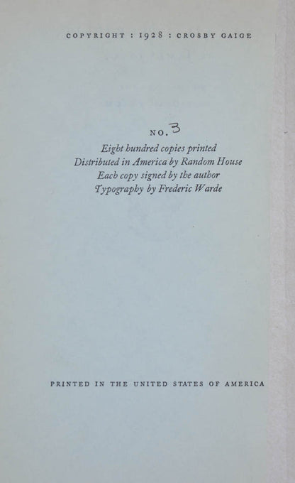 A James Joyce rare first edition, this copy of Anna Livia Plurabelle seemingly one of 6 special numbered copies from a limitation of 50 on pale green paper