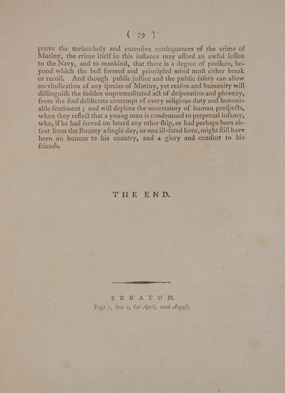 The account of the sensational trail of the Bounty mutineers.  A legendary Pacific rarity, the Appendix by Fletcher Christian's brother.