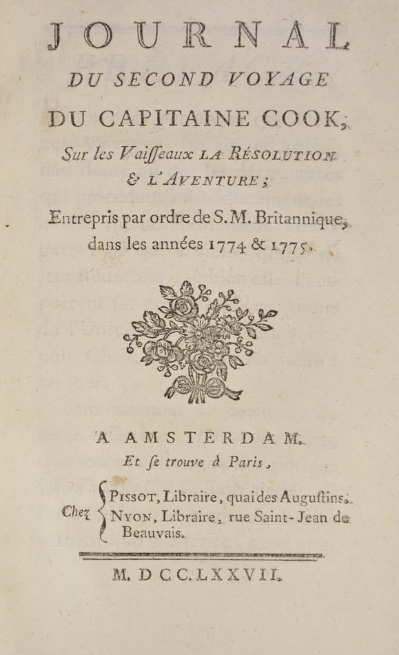 The first French edition of Marra's journal of Captain Cook's second voyage.