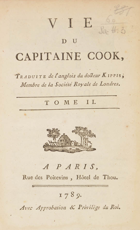 The first French edition of Kippis's life of Captain Cook.