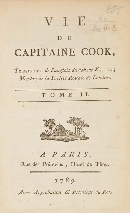 The first French edition of Kippis's life of Captain Cook.