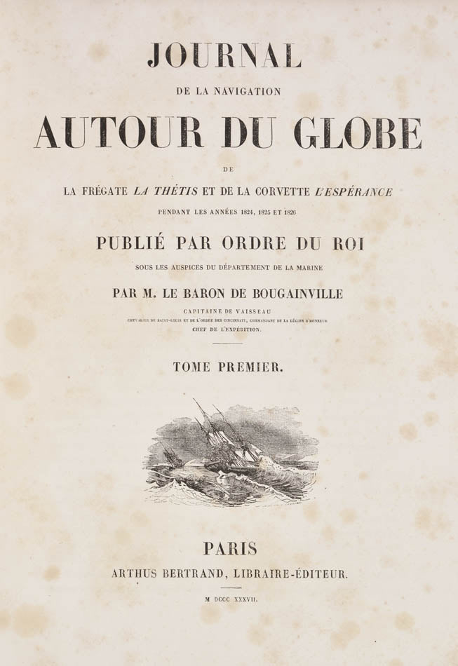 First edition of the official record of Hyacinthe de Bougainville's voyage round the world, with superb illustrations.