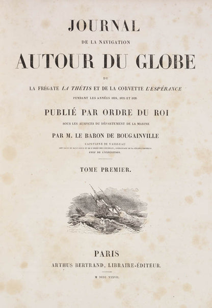 First edition of the official record of Hyacinthe de Bougainville's voyage round the world, with superb illustrations.