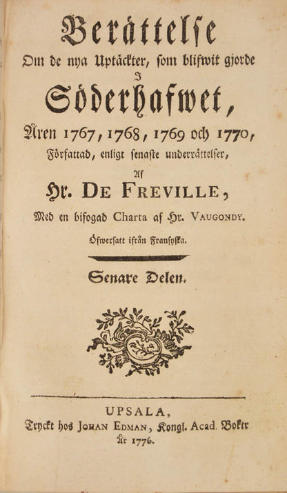An attractively bound first edition set of Cook's voyages in Swedish