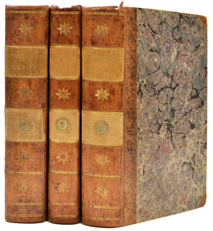 An attractively bound first edition set of Cook's voyages in Swedish